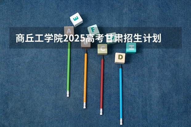 商丘工学院2025高考甘肃招生计划