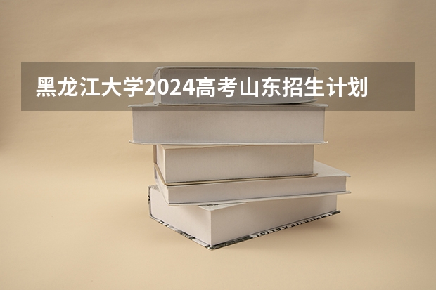 黑龙江大学2024高考山东招生计划